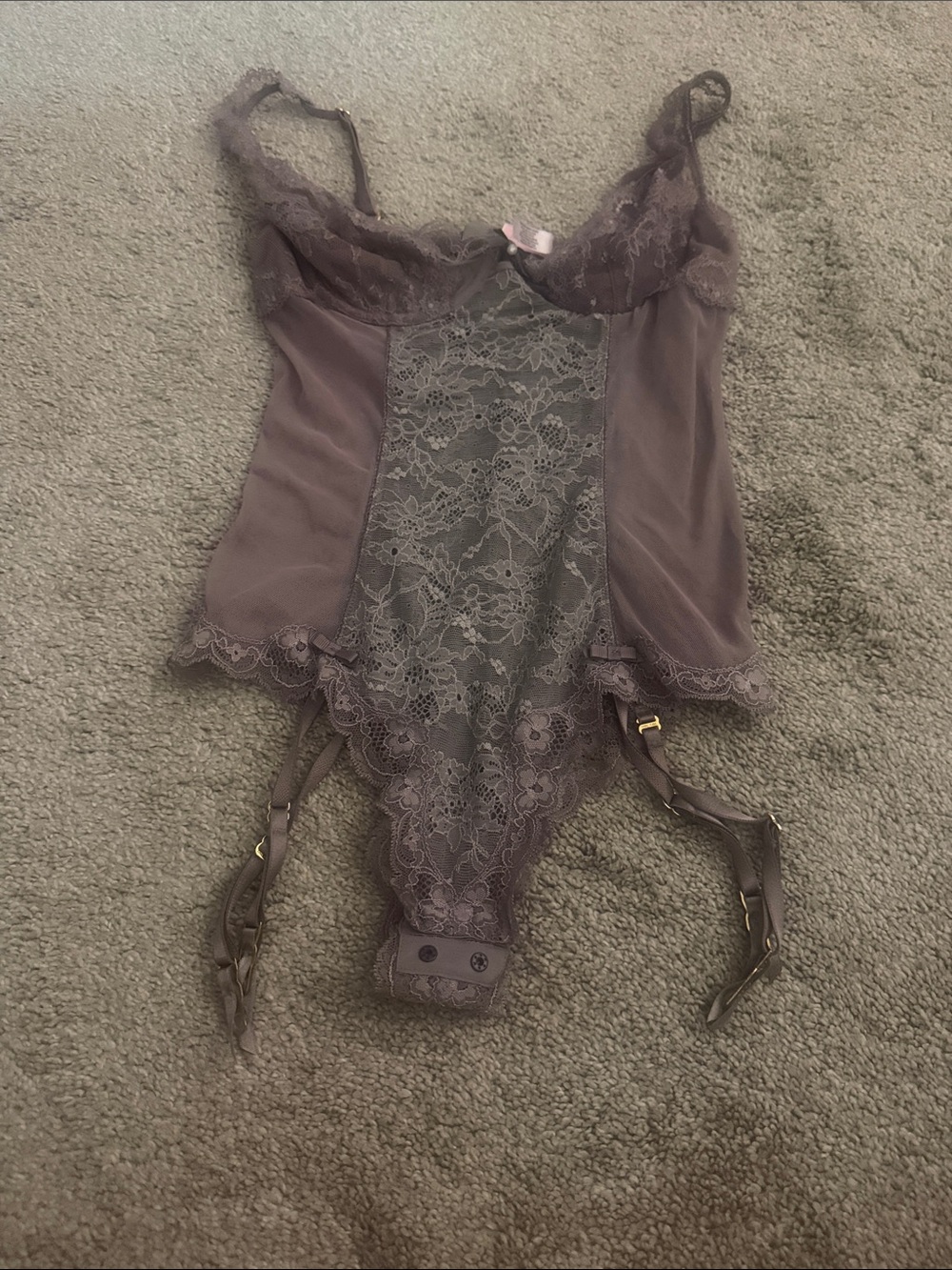 Victoria's Secret Mauve Lace Chemise Bodysuit